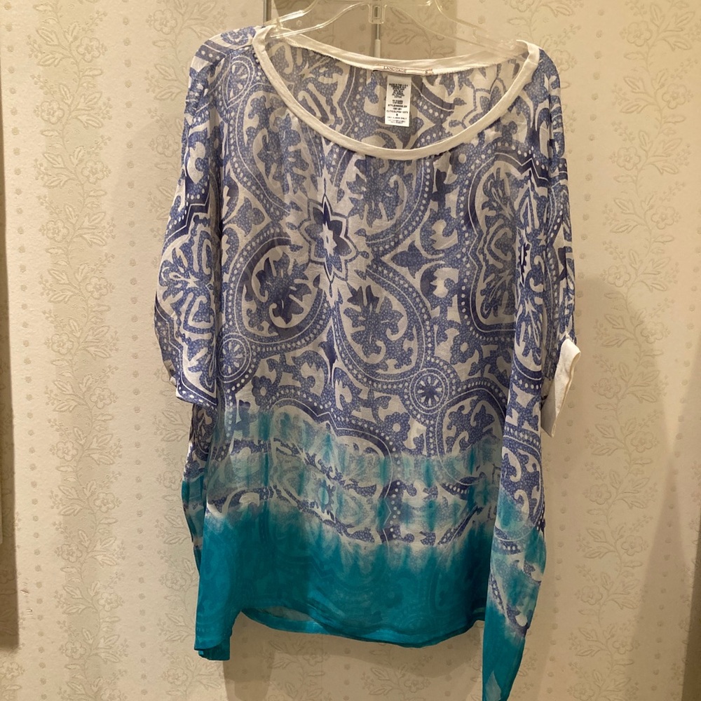 Language silk multicolor top small